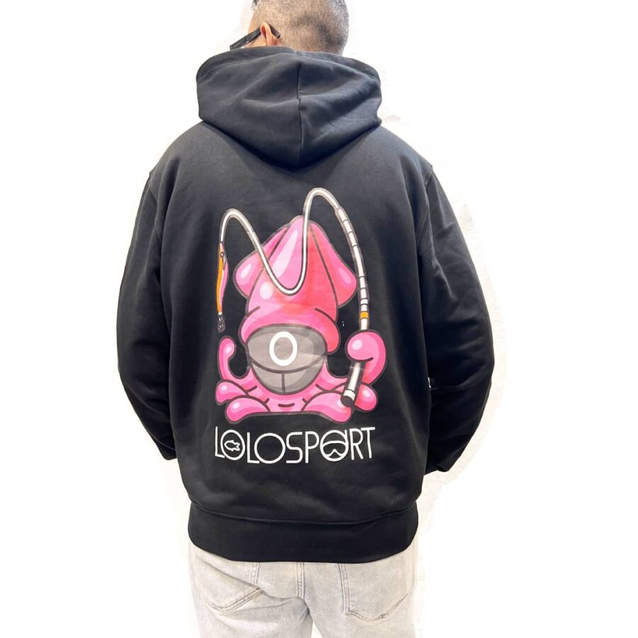 Felpa Calamaro Squid con Cappuccio Pesca